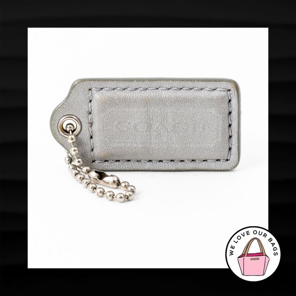 2" Medium COACH GREY GRAY LEATHER KEY FOB BAG CHARM KEYCHAIN HANGTAG TAG - Picture 1 of 1